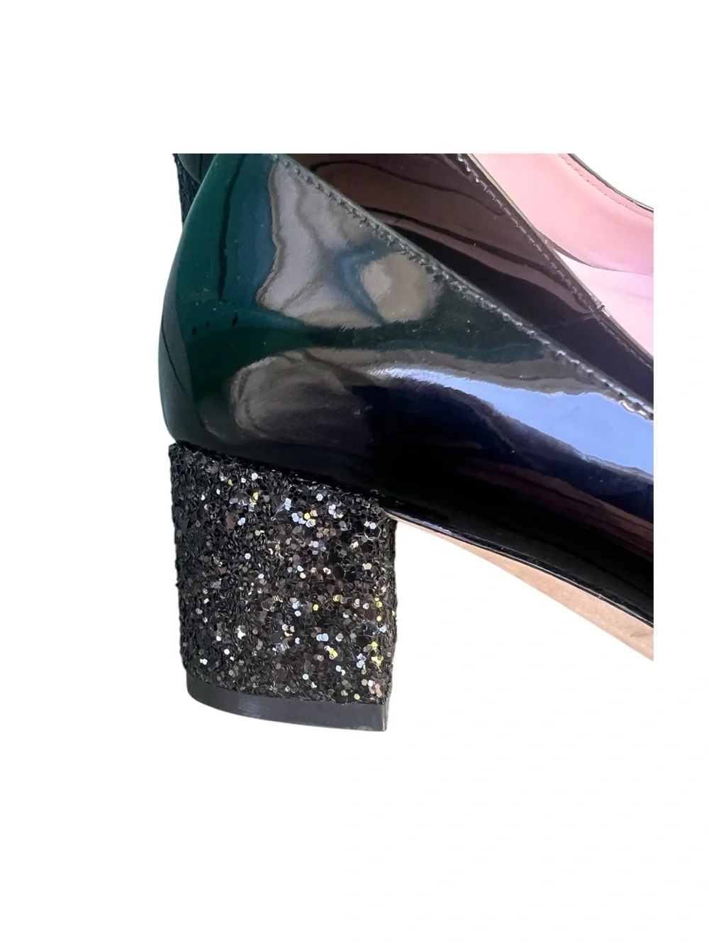 Kate Spade New York Milford Black Patent Leather Glitter  block heel   SZ. 6.5